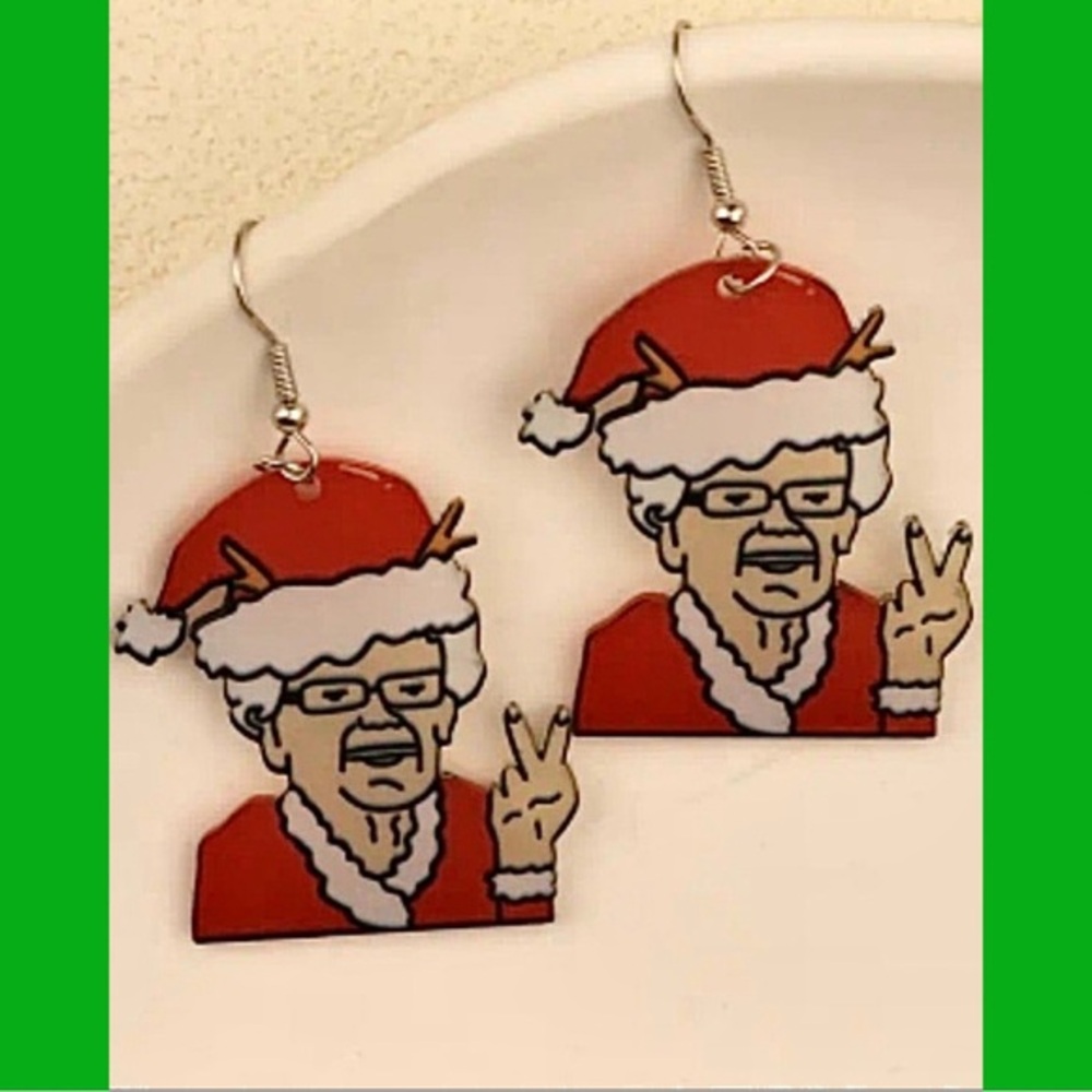 PEACE ON EARTH | Grandma Christmas Earrings - Picture 2 of 4